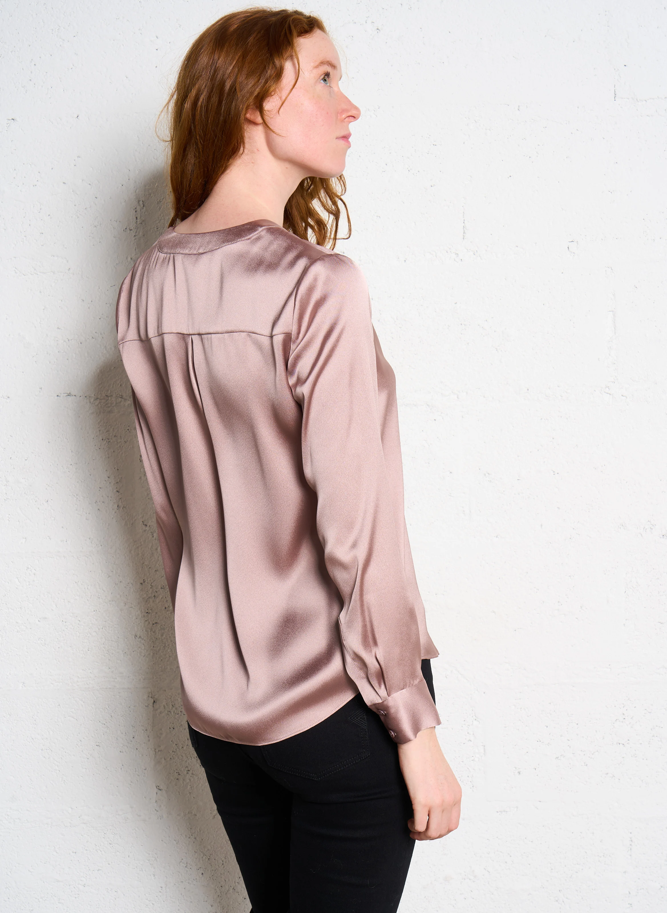 MARIE - Blouse à col tunisien | Rose