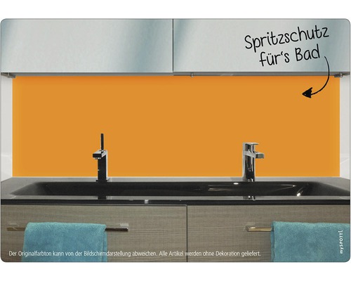 Badkamer achterwand mySPOTTI aqua lichtoranje 90x45 cm