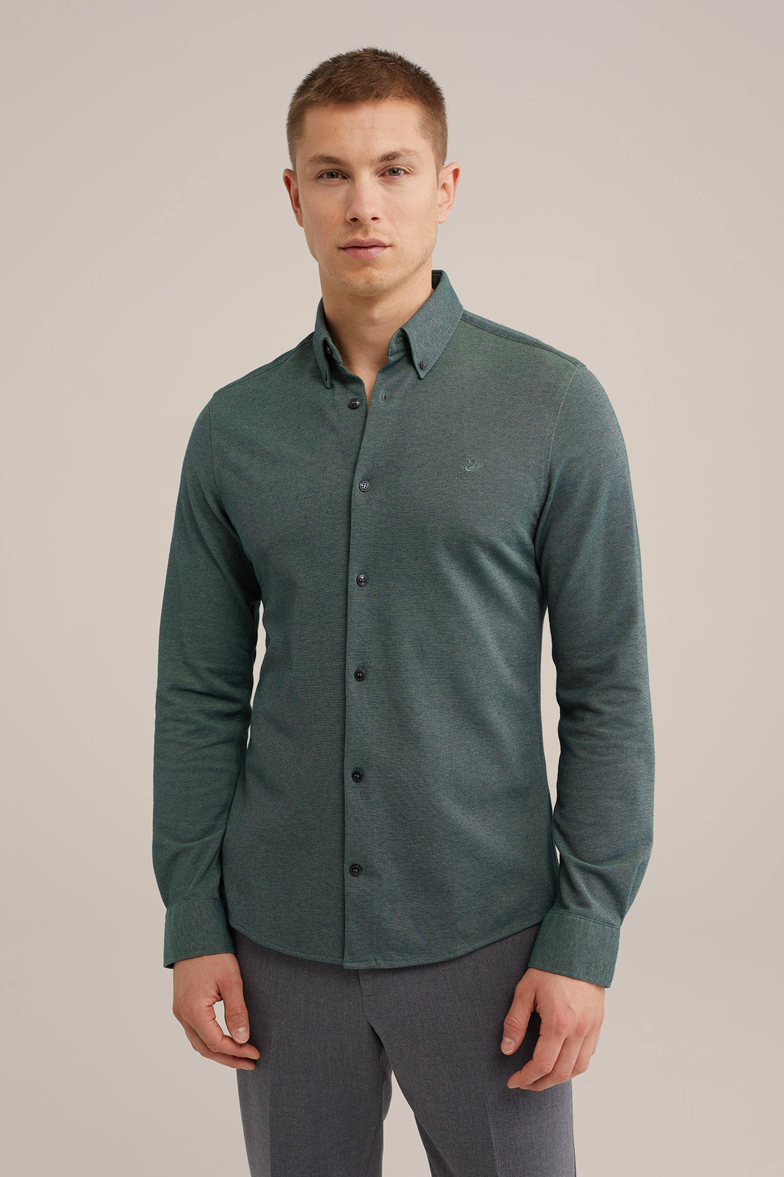 WE Fashion casual overhemd donkergroen