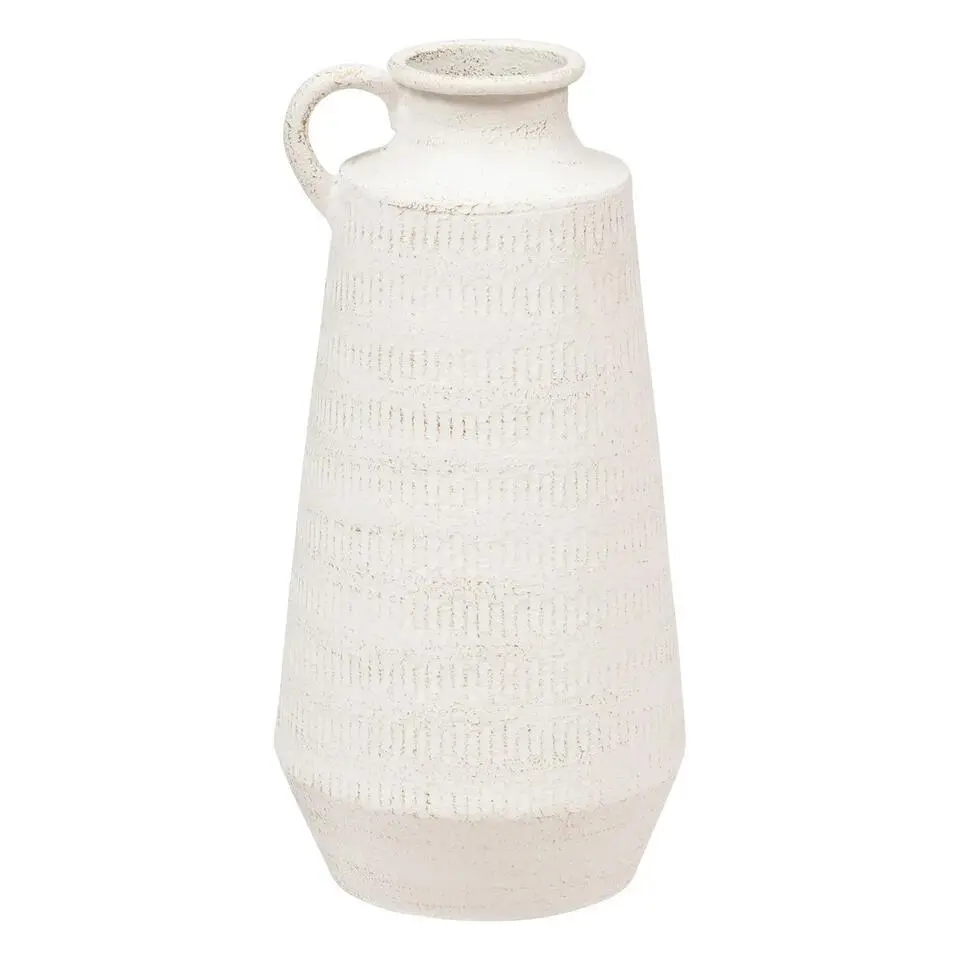 Atmosphera Bloemenvaas Sciacca - wit - keramiek - D20 x H41 cm