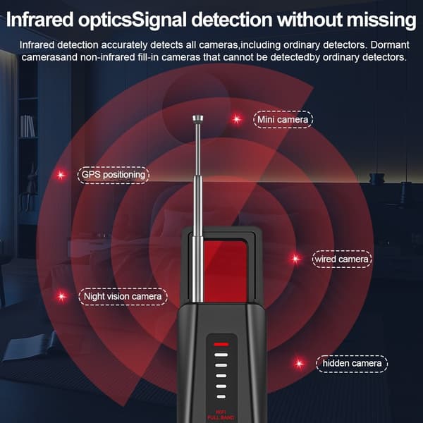 RF-signaldetektor GPS WiFi Tracker kamera feildetektor Anti-spion infrarød skanner
