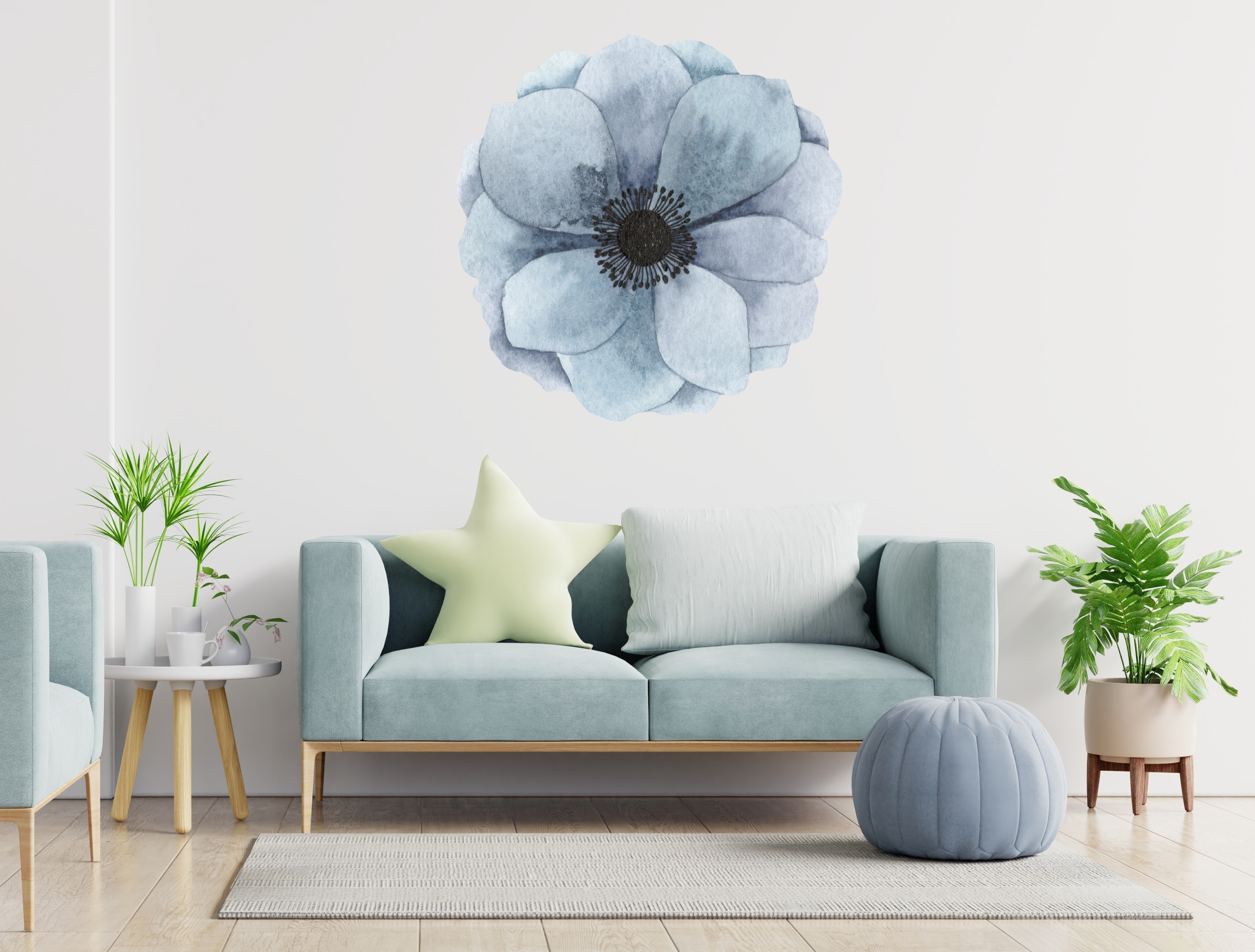 queence Wandtattoo »Kamela« Selbstklebend, Sticker, Blume, Wandsticker, Blüte