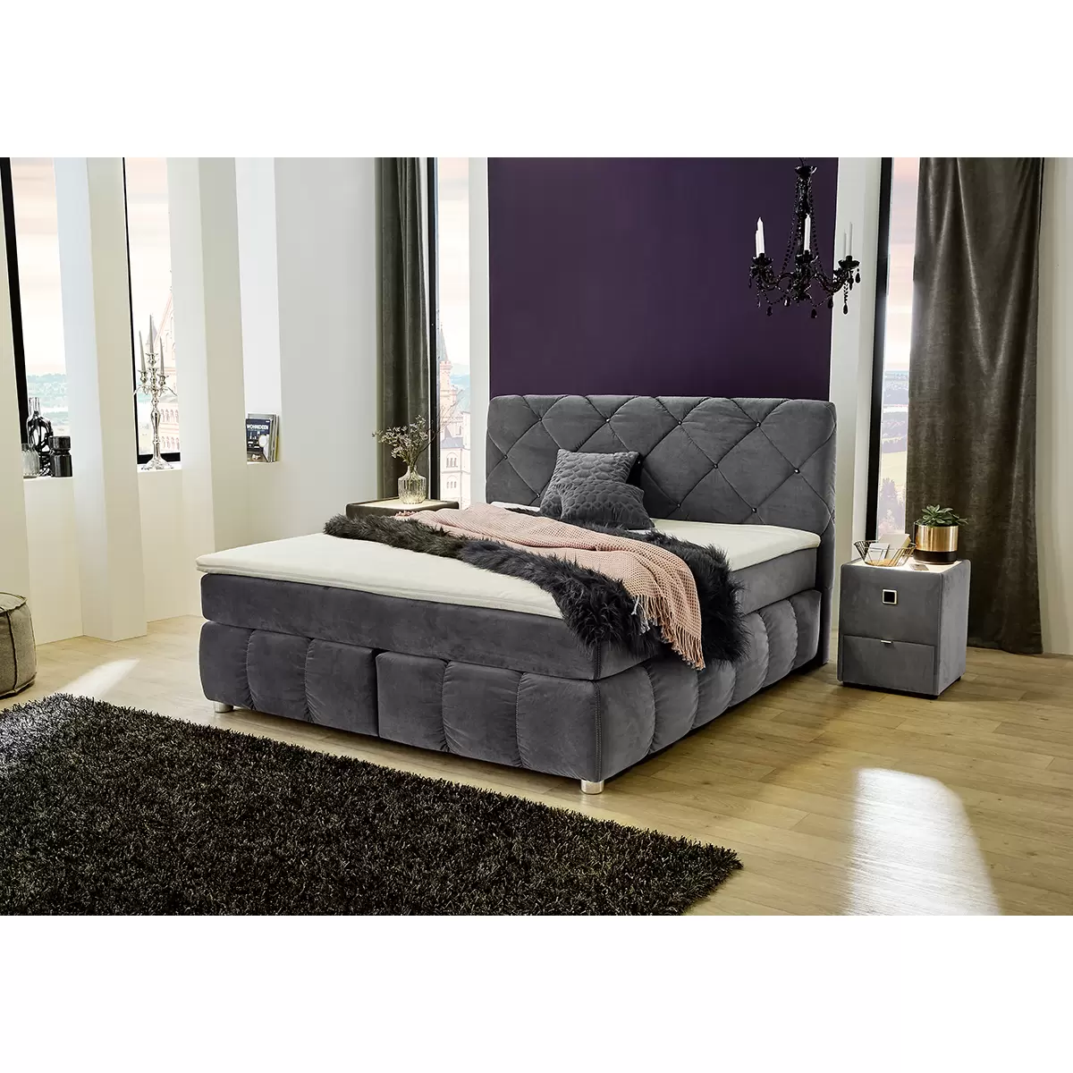 Boxspringbett Bellevue Mix 180x200 Grau
