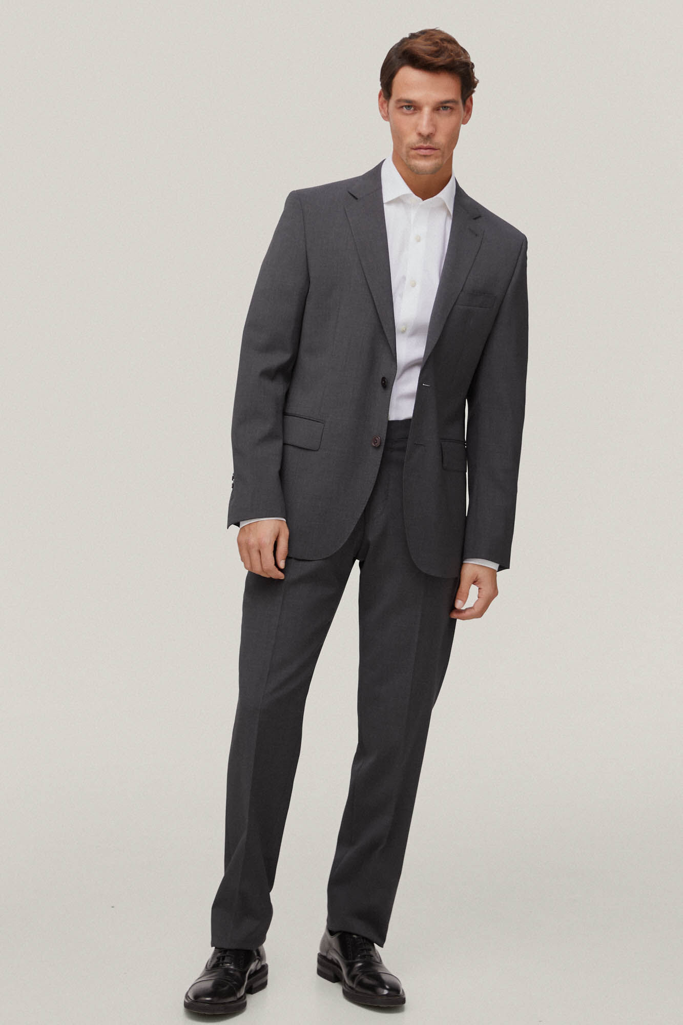 Camisa vestir pinpoint liso non iron + antimanchas - Blanco