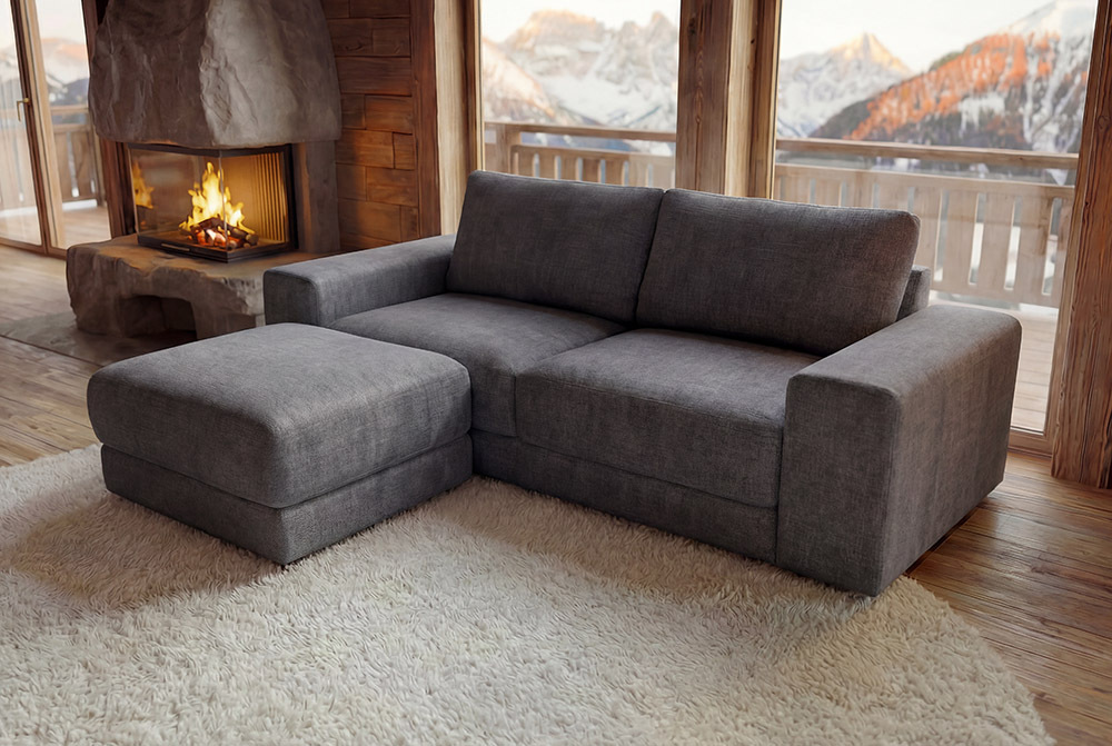 Großes Sofa LOFT 210cm grau Vogue Velours Samt 3-Sitzer Couch Taschenfederkern