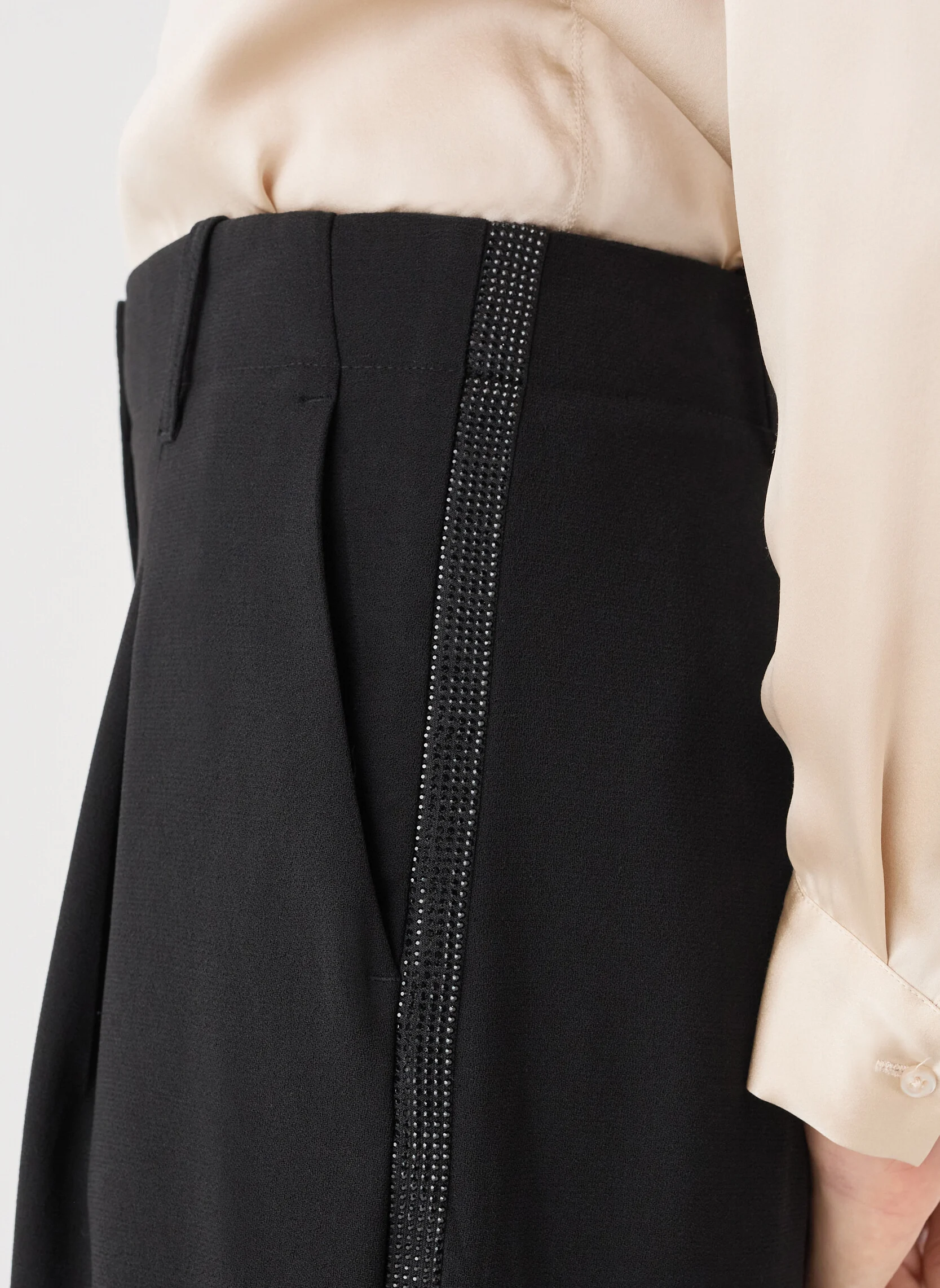 PRINCIPE2 - Pantalon large à strass | Noir