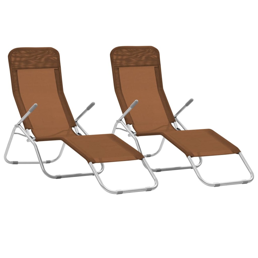 Chaises longues pliables 2 pièces 142 cm textilène taupe