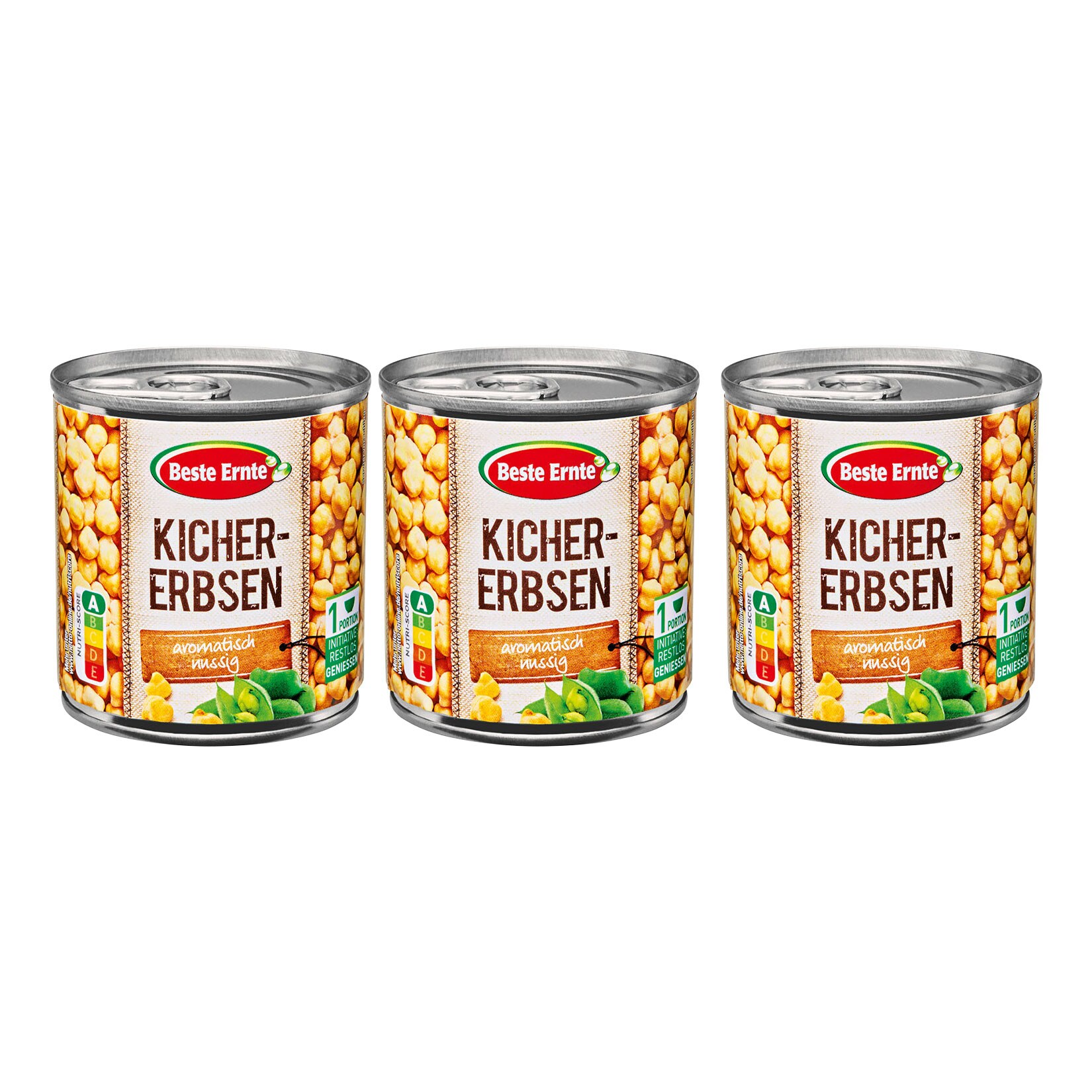 Beste Ernte Hülsenfrüchte 3x130g Abtropfgewicht, verschiedene Sorten, 8er Pack