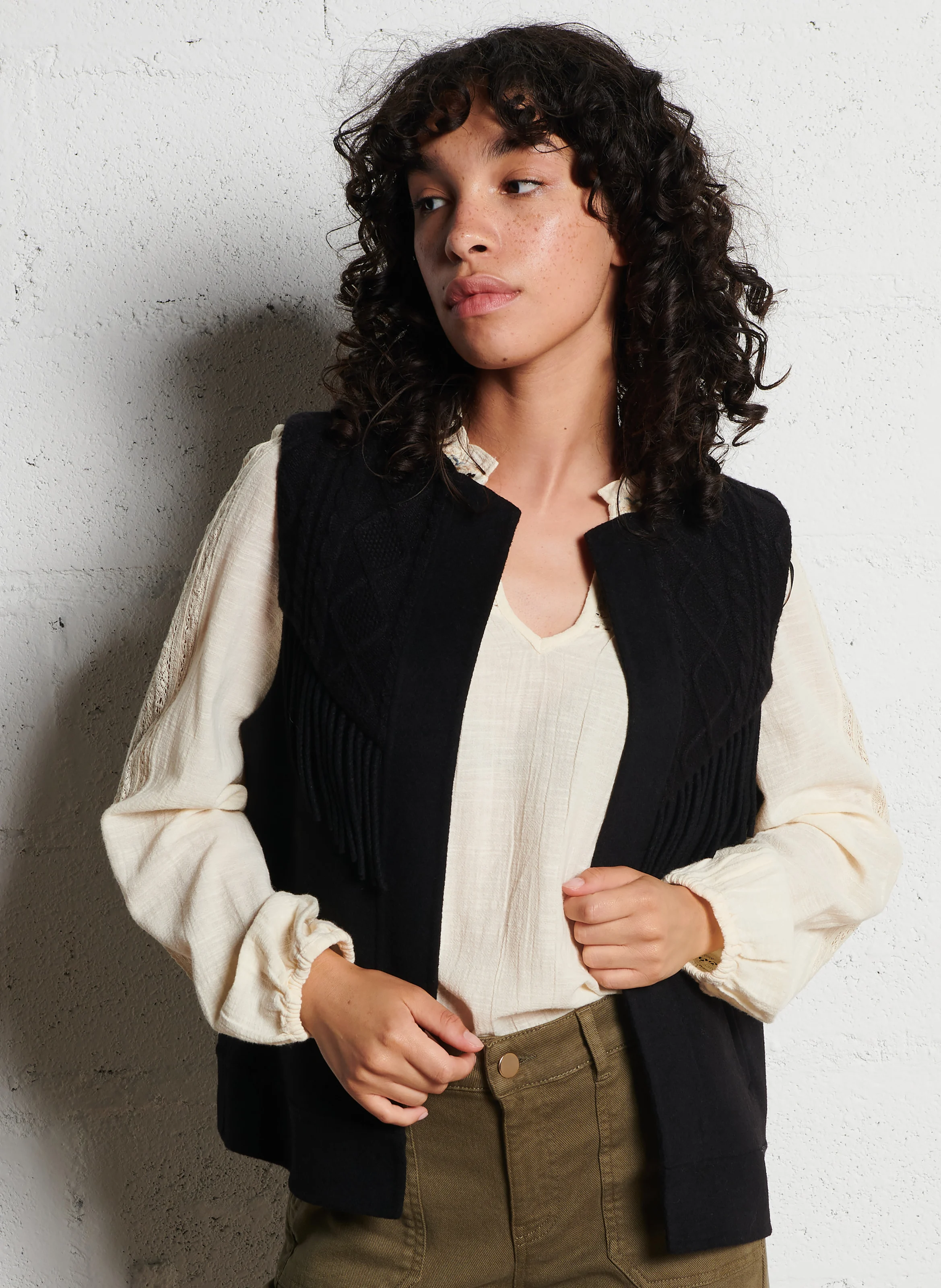 STAN - Veste sans manches en laine mélangée | Noir