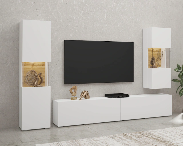 INOSIGN Wohnwand »Ava, Wohnzimmer-Set hängend/stehend montierbar, Vitrine, Lowboard«