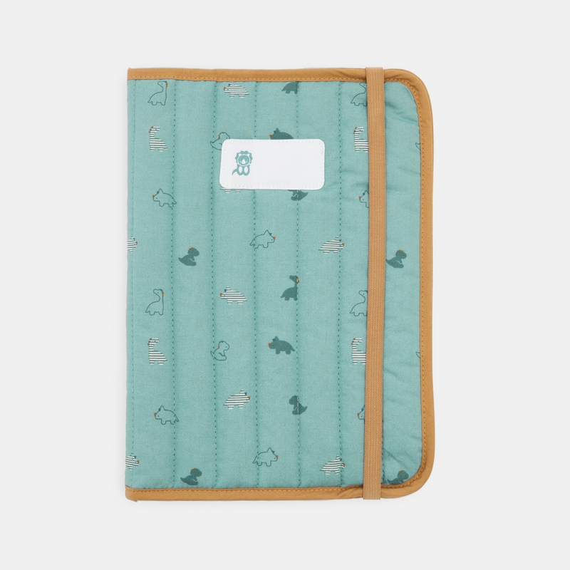Protège carnet de santé dinosaures vert naissance