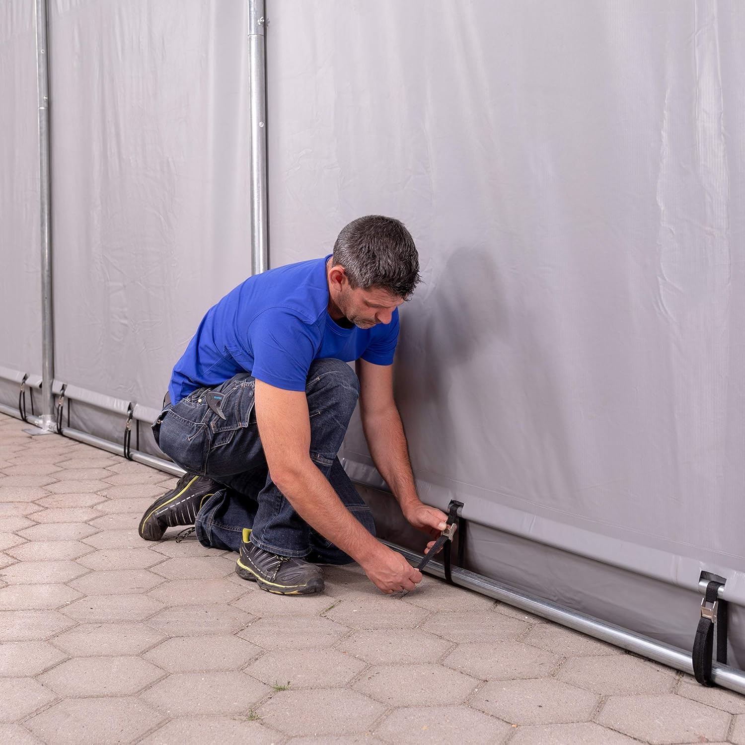 TOOLPORT Zelthalle 4x6m / 3m Seitenhöhe Garage Industriezelt Lagerhalle PVC Plane 850 N wasserdicht grün