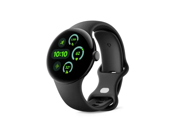 [OUTLET] - Google Pixel Watch 3 - 41 mm - matsort aluminium - smart ur med aktivt bånd - fluoroelastomer - obsidian - båndstørrelse: L - 32 GB - Bluetooth, Wi-Fi 6, NFC, UWB - 31 g
