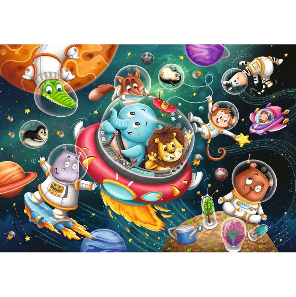 Ravensburger - Puslespil Animals In Space 2x12 brikker