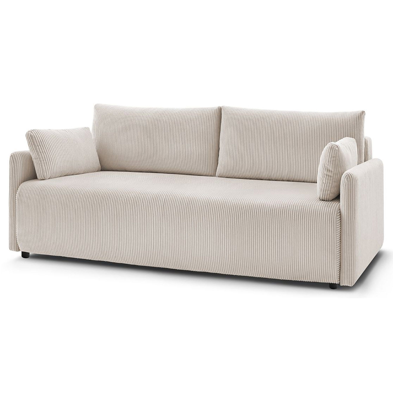 Bobochic Canapé convertible coffre marcel velours côtelé beige  - 211x100x86 cm