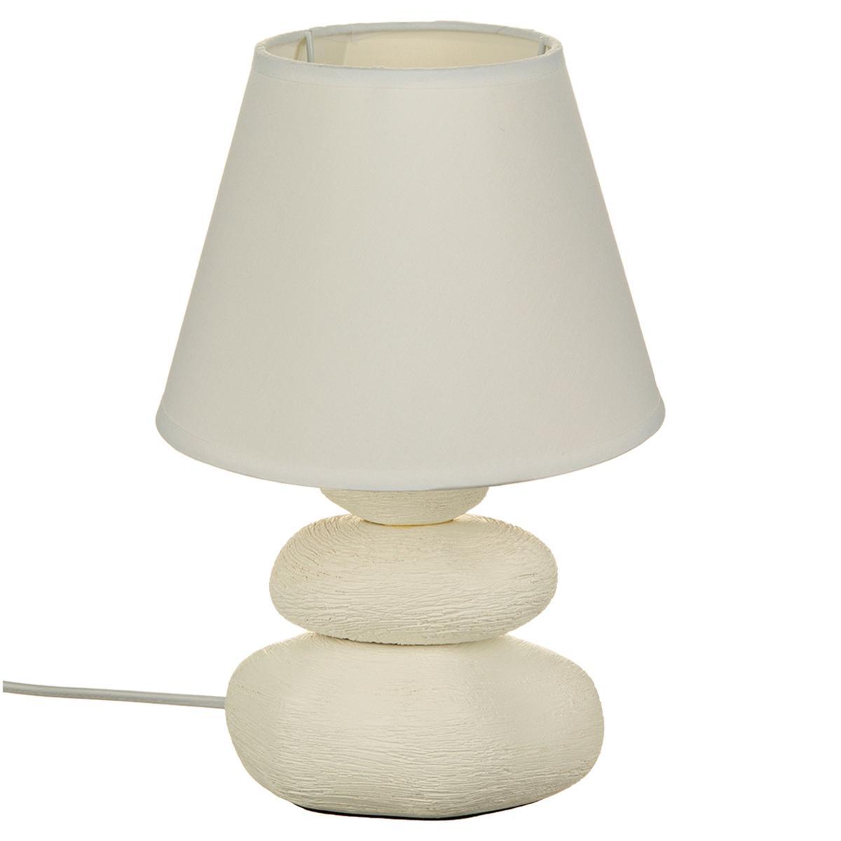 LAMPE CERAMIQUE GALET X3 STRIE H.30CM