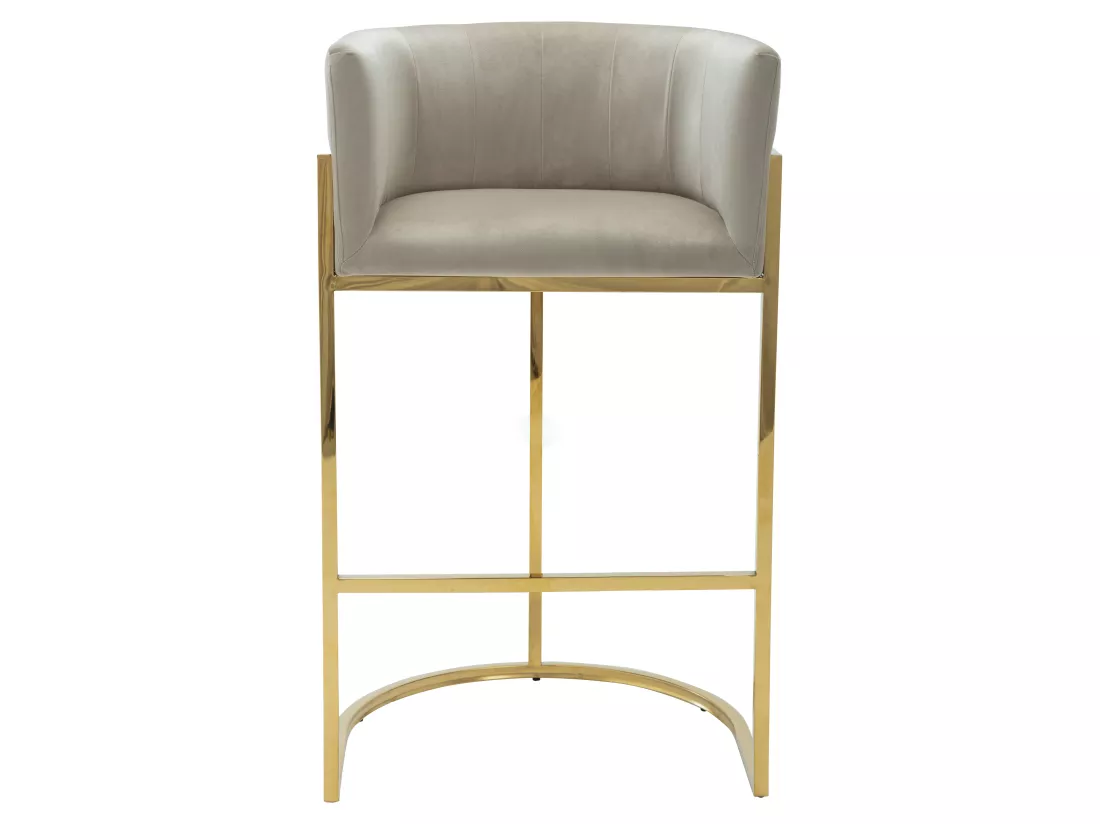 Tabouret de bar en velours et acier inoxydable - Beige et doré - PERIA de Pascal MORABITO