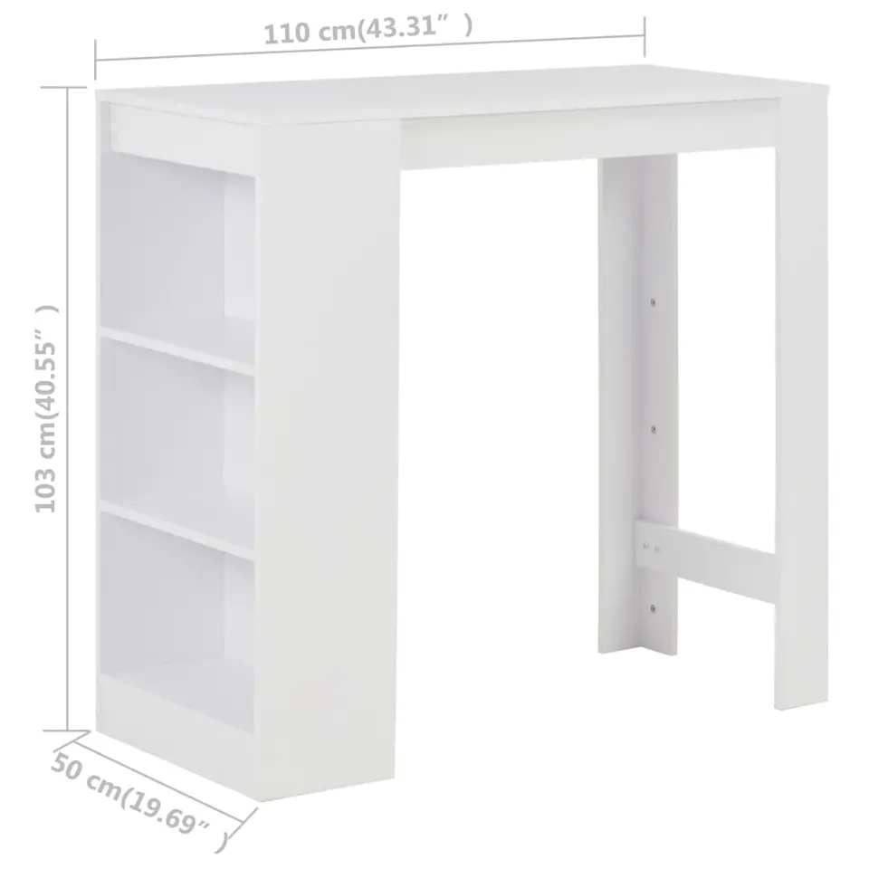 vidaXL - Bartafel - Wit - Bewerkt hout