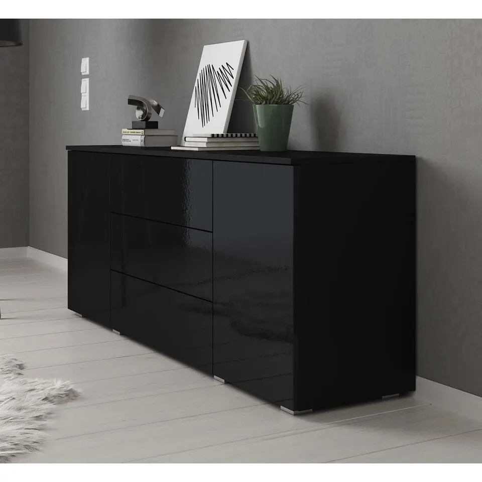 Meubella - Dressoir Pure - Zwart - 150 cm