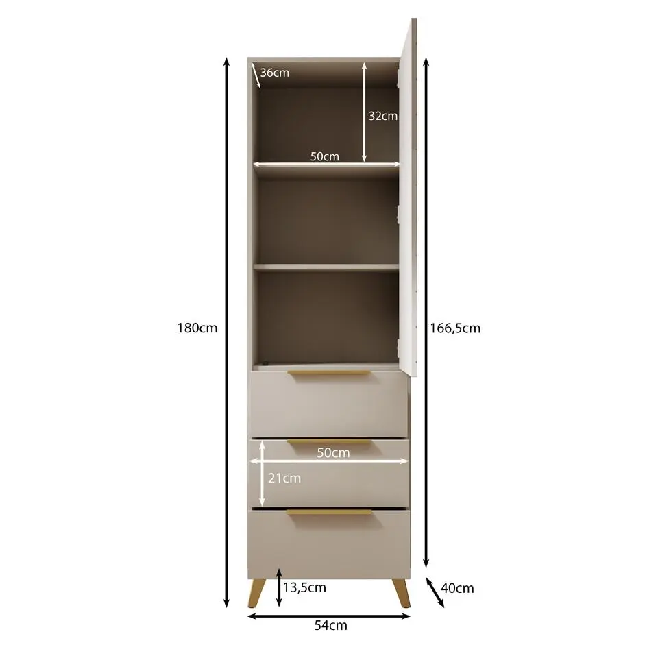 Meubella - Kledingkast Xiano - Beige - 53 cm