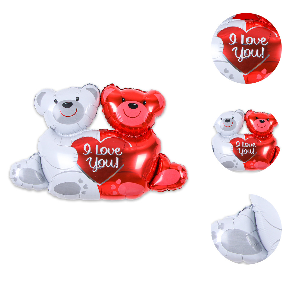 (26-tlg. Set) Party Love Ballons Valentinstag Deko inkl. Latex- und Folien Luftballons / Rosenblätter - Rot