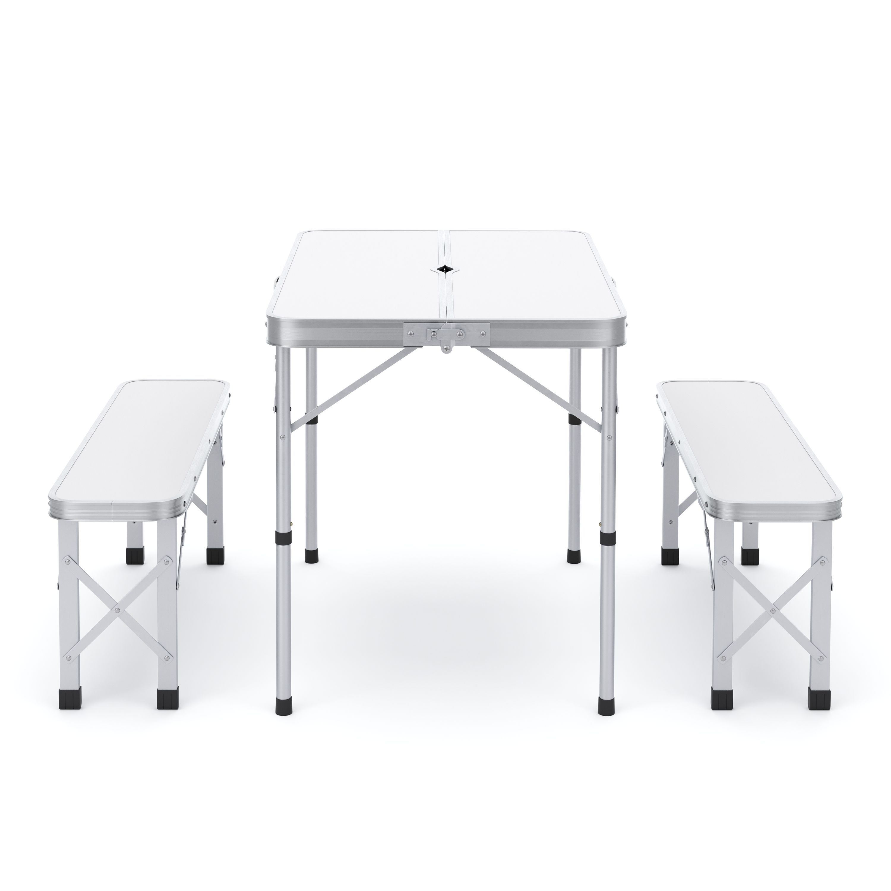 Campingtisch Garnitur klappbar 90 cm weiss