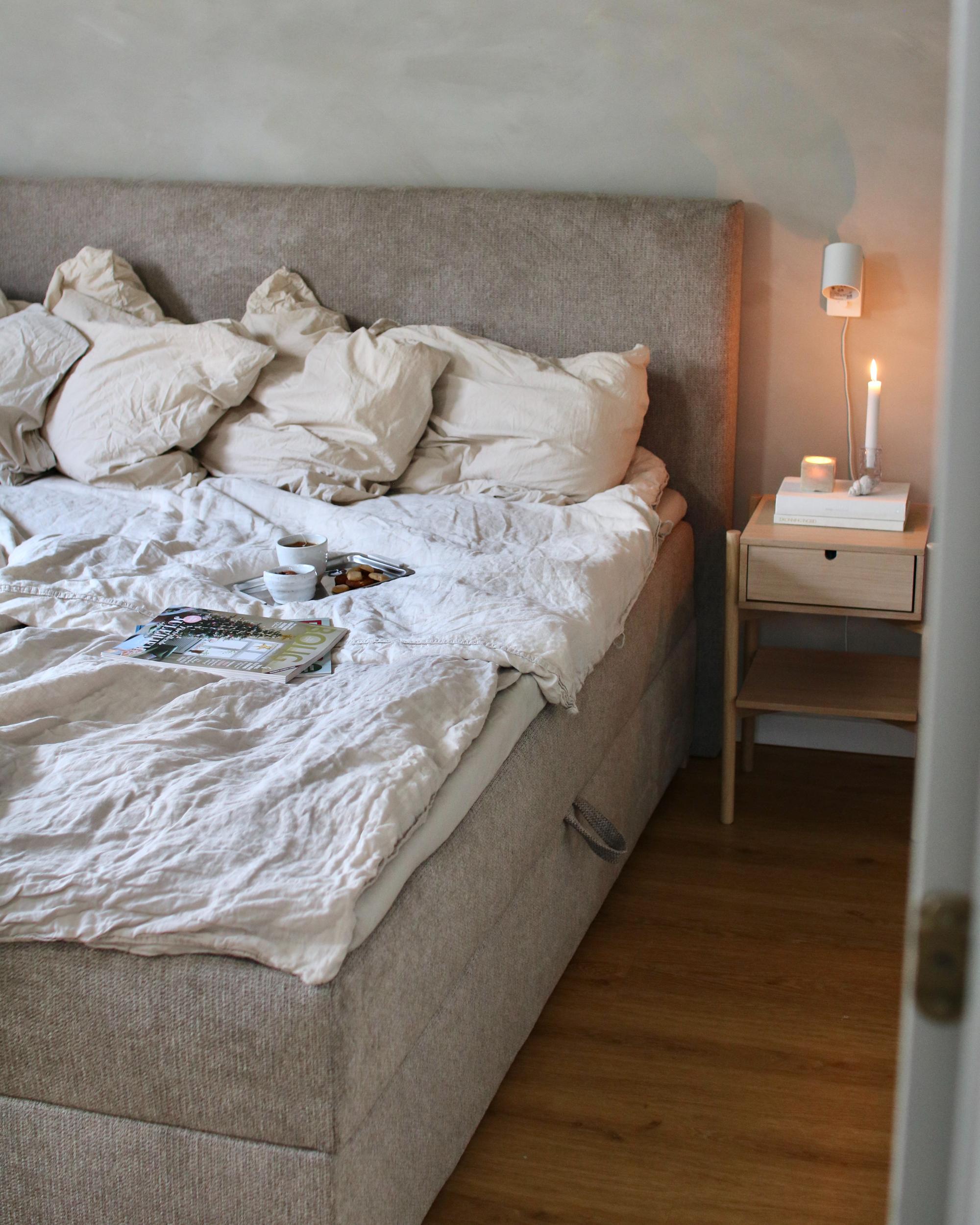 Boxspring met opbergruimte Stof MAJOR 180 x 200 cm Taupe