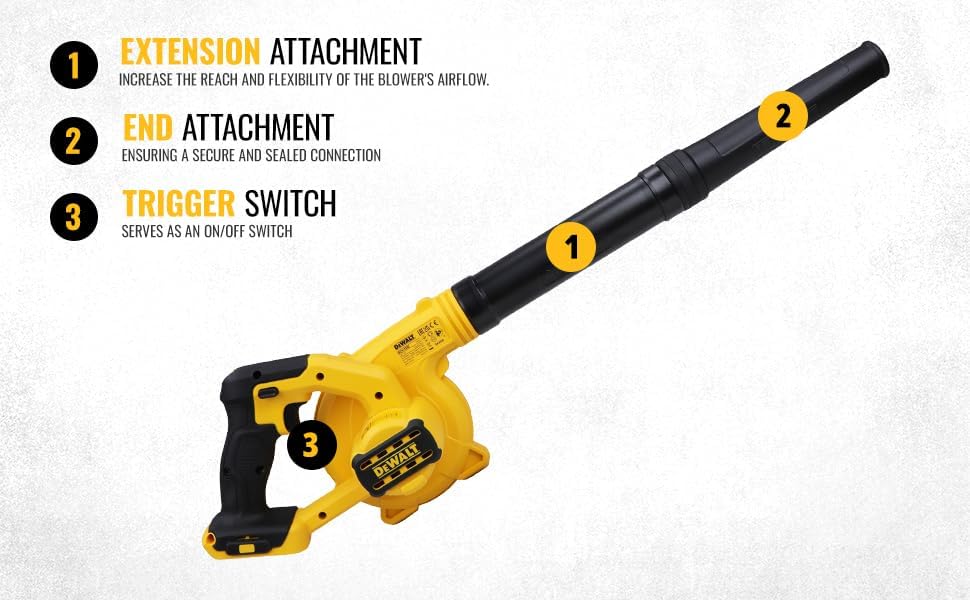 DEWALT Souffleur Brushless XR 18V 5Ah Li-Ion - Souffleur Électrique Portable sans Fil - Volume d'Air 450cfm - Vitesse 200km/h - 3,1 kg DCMBL562N-XJ