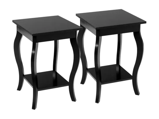 Table de Chevet, Bout de Canapé Carré avec Patins Antidérapants, Table d'Appoint pour Chambre, Salon, 40 x 40 x 60 cm (Noir, Lot de 2)