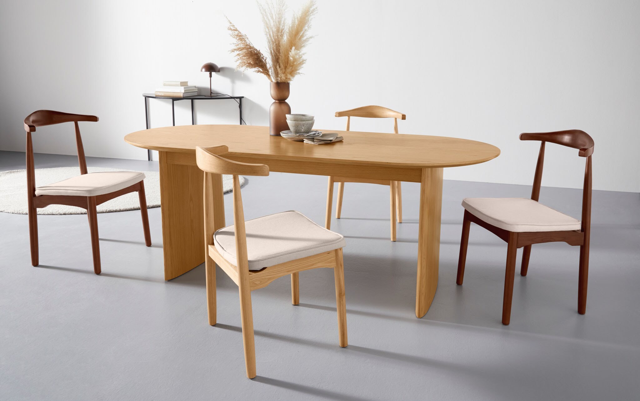 LeGer Home by Lena Gercke Esszimmerstuhl »Rianne, TOPSELLER!, OTTOs Choice« (Set) 2 Stk.Gestellrahmen aus massivem Eschenholz , Sitzfläche mit Webstoffkissen