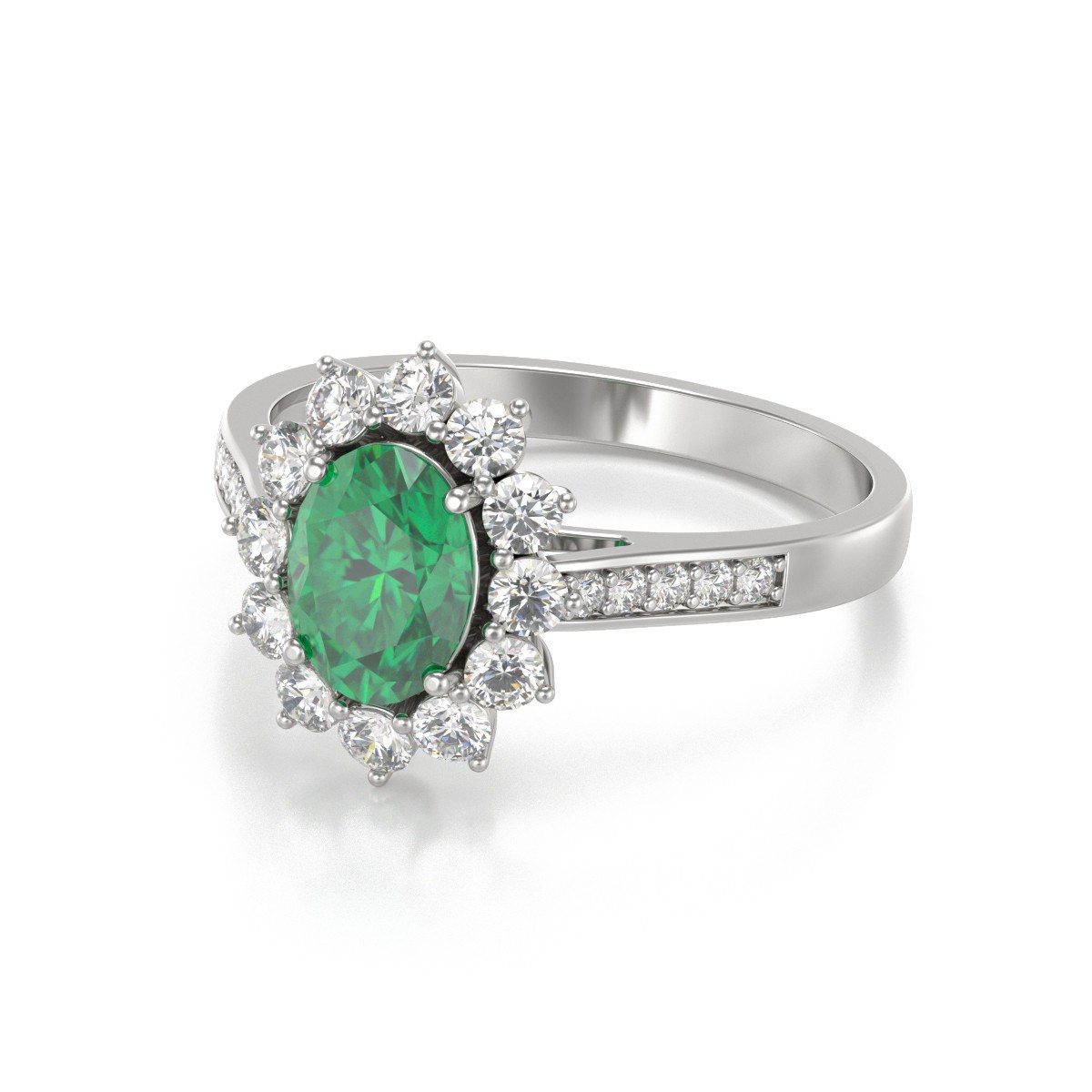 Bague ADEN Emeraude et diamants sur Argent 925 2.92grs