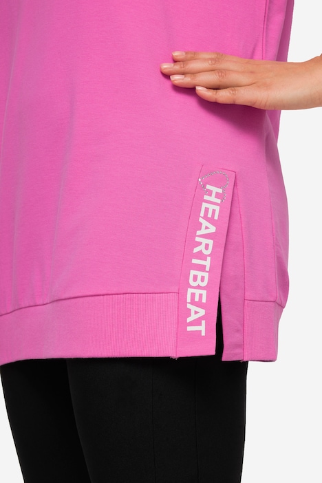 Sweatshirt, großer Print, Saumschlitz, Stehkragen