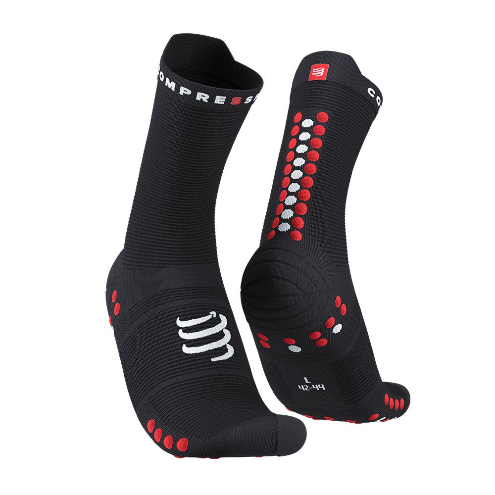 Compressport PRO RACING V4.0 RUN HIGH - Chaussettes black/red