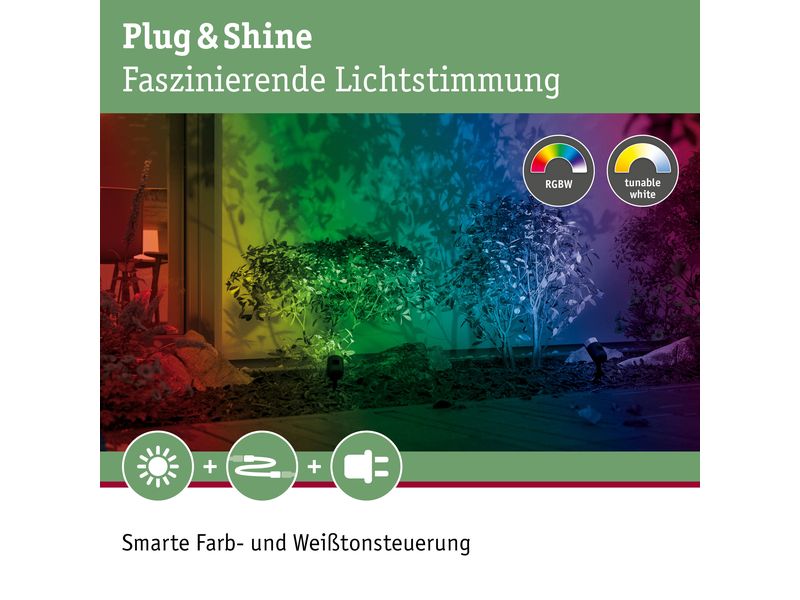 Paulmann Gartenleuchte Plug & Shine Pike 40° RGBW Basis, Zi Starterset für das steuerbare Plug & Shine System