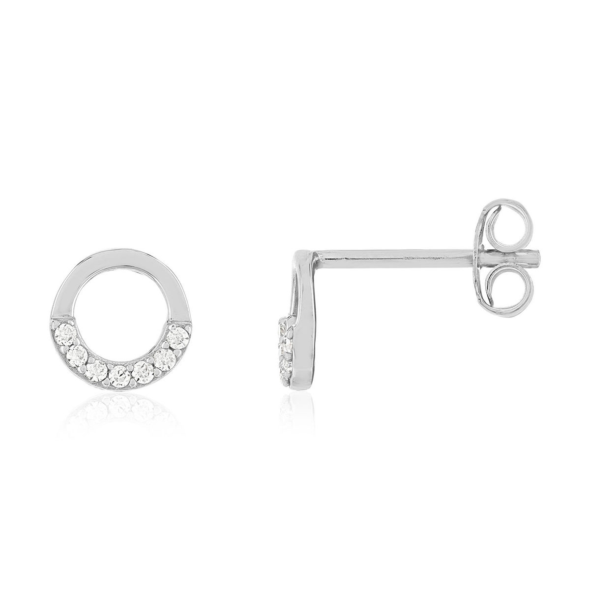 Boucles d'oreilles argent 925, motif anneau et zirconias