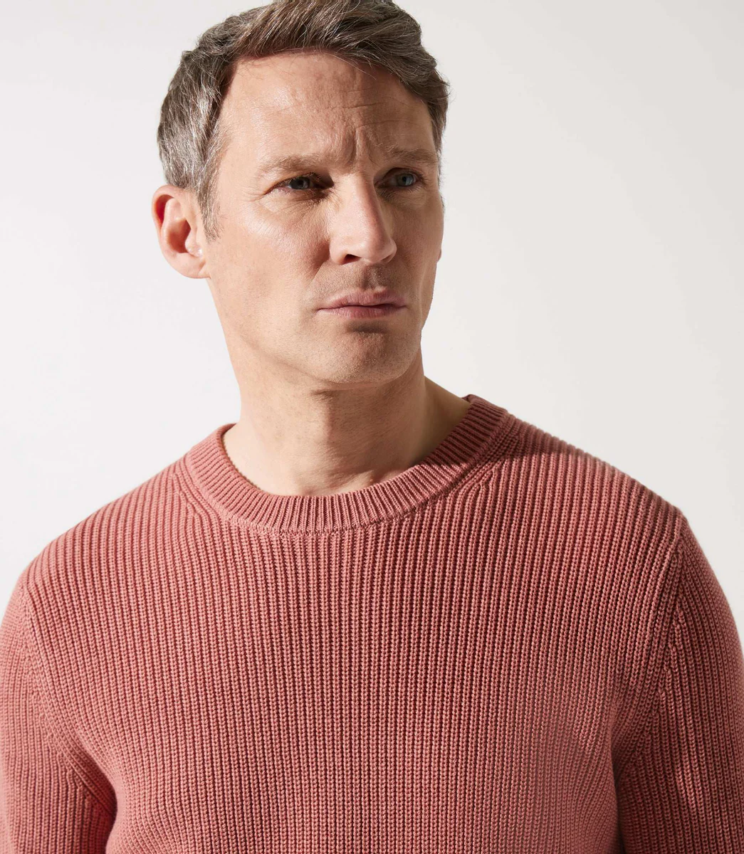 Pull col rond rose vieilli