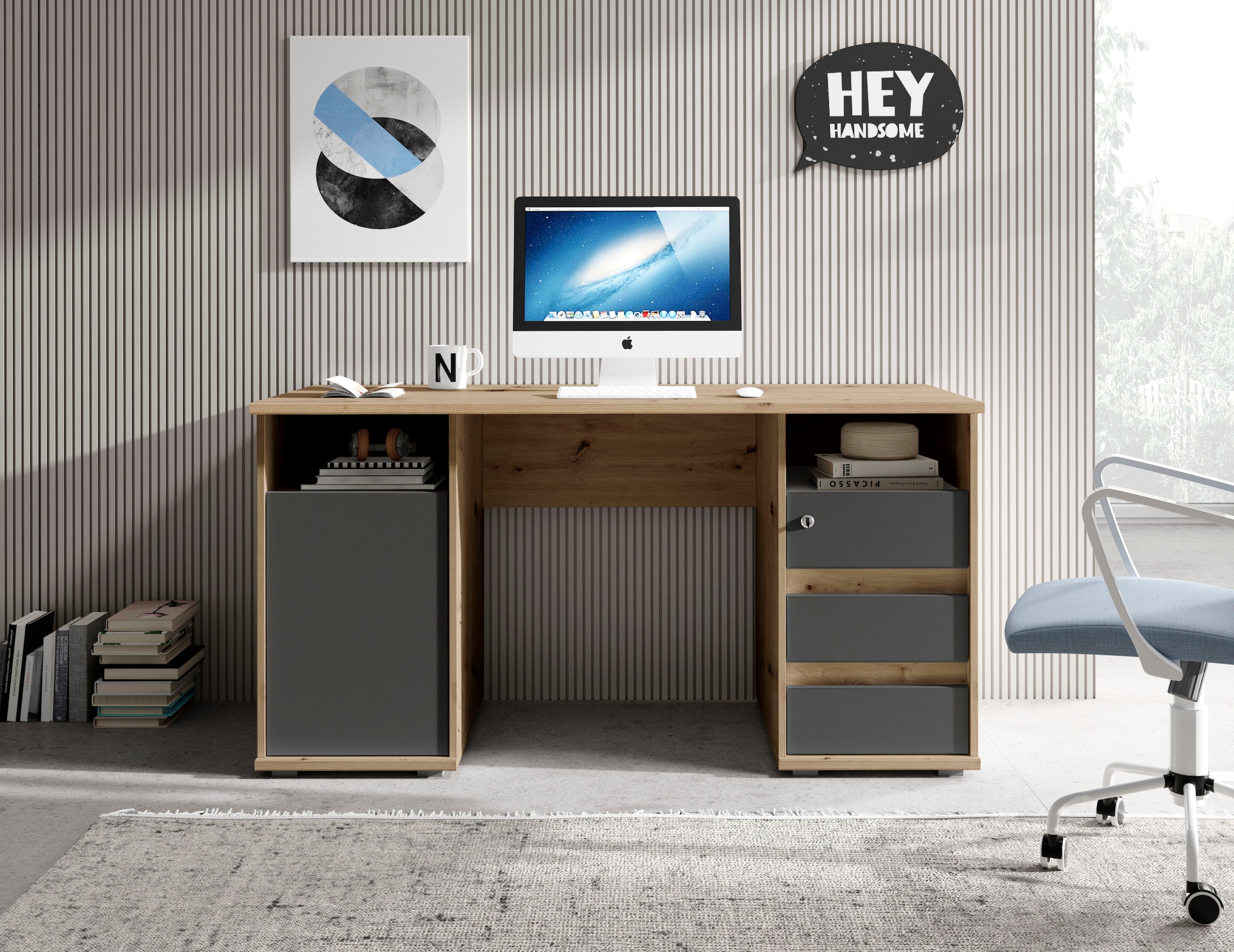 BEGA OFFICE Schreibtisch »Primus U2« mit Schubkasten abschliessbar, Gamingtisch geeignet