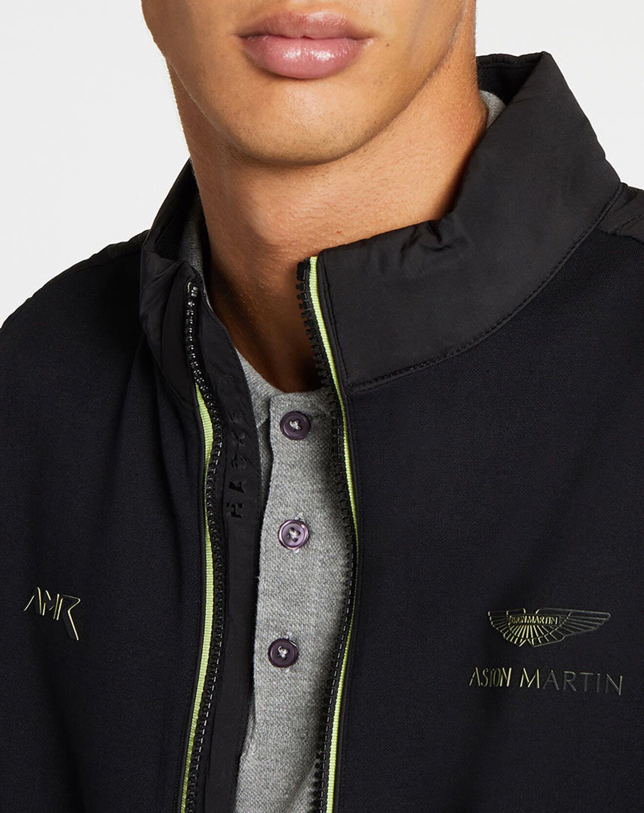 Hackett London Blouson Aston Martin Racing Jersey bimatière noir