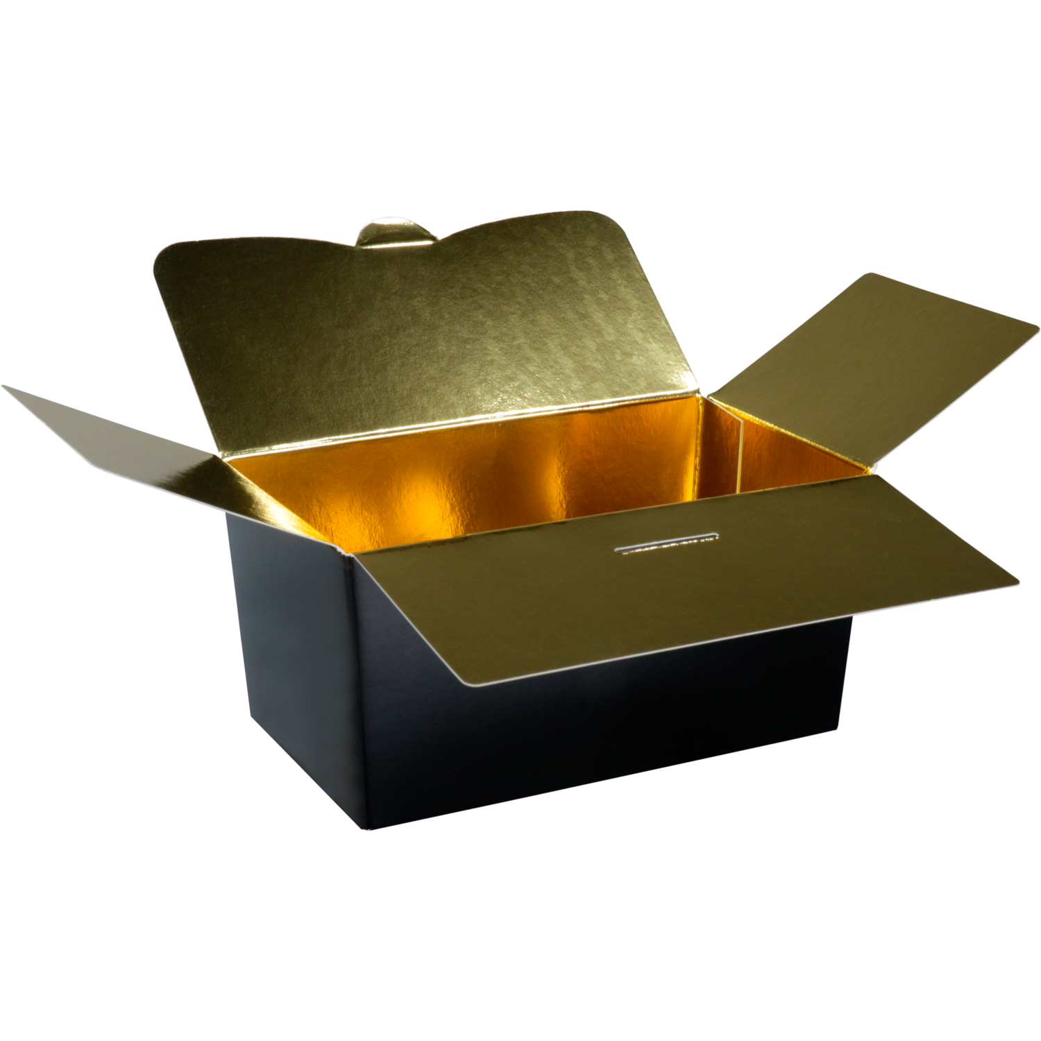 Ballotin, karton + PP, 500gr, 132x76x70mm, zwart/goud