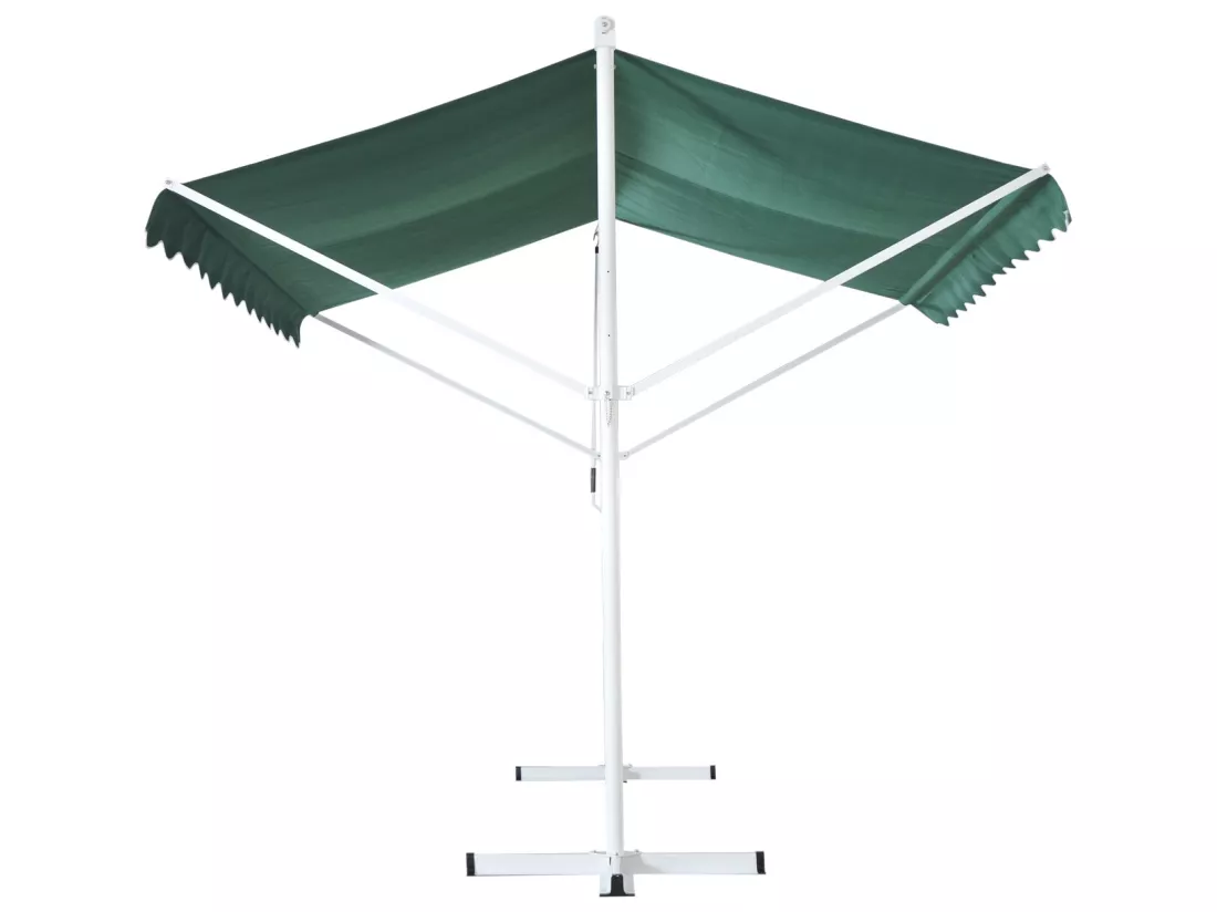 Store double pente manuel rétractable inclinaison réglable métal polyester imperméabilisé 3L x 2,95l x 2,6H m vert