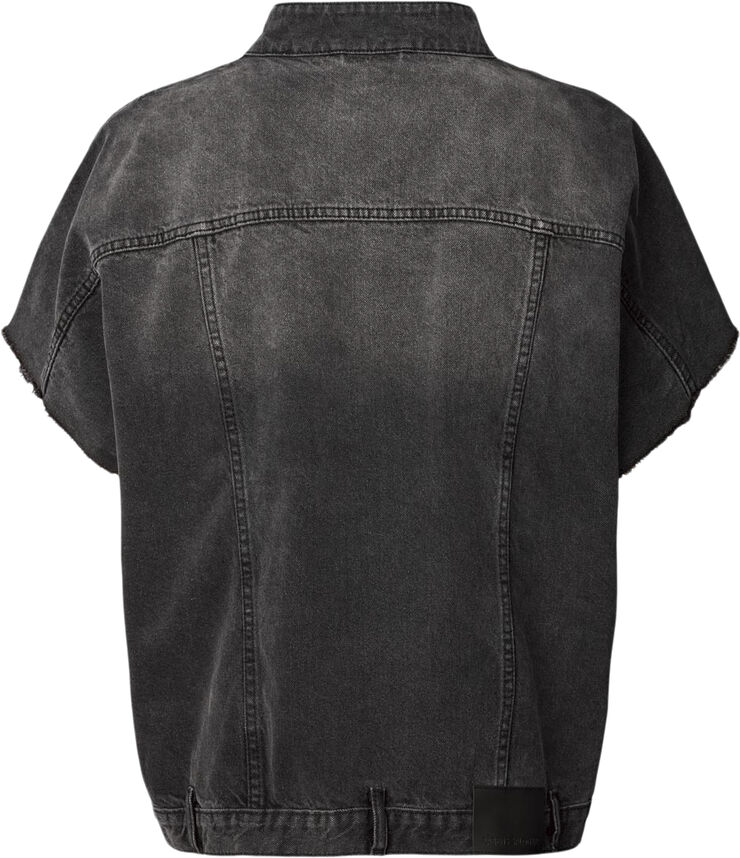 Rabens Saloner Denim vest jacket - Mir Washed black den