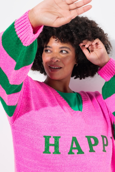 Pullover, oversized, HAPPY, Ringel-Ärmel