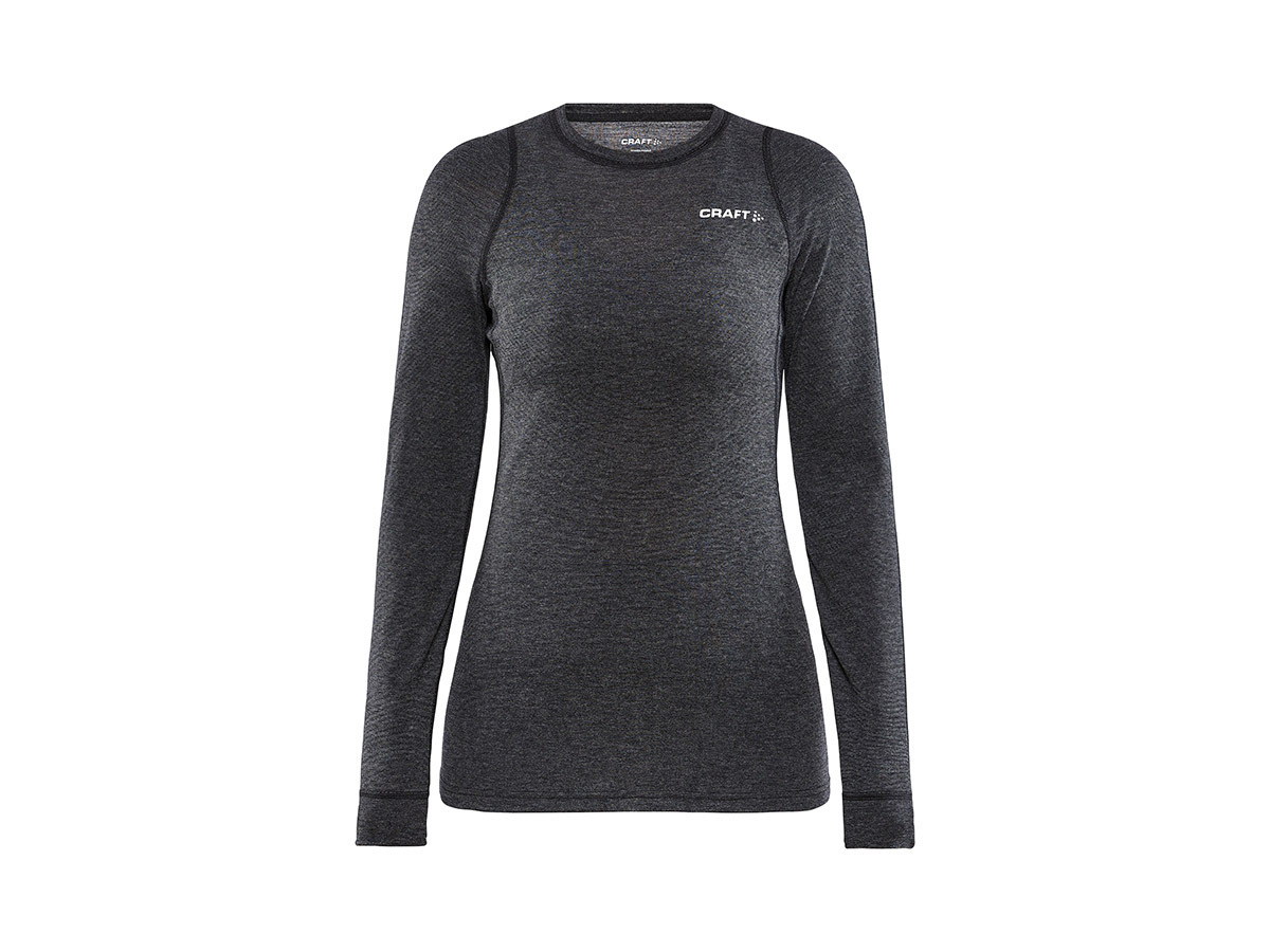 Craft Core wollen merino dames shirt - Black Melange