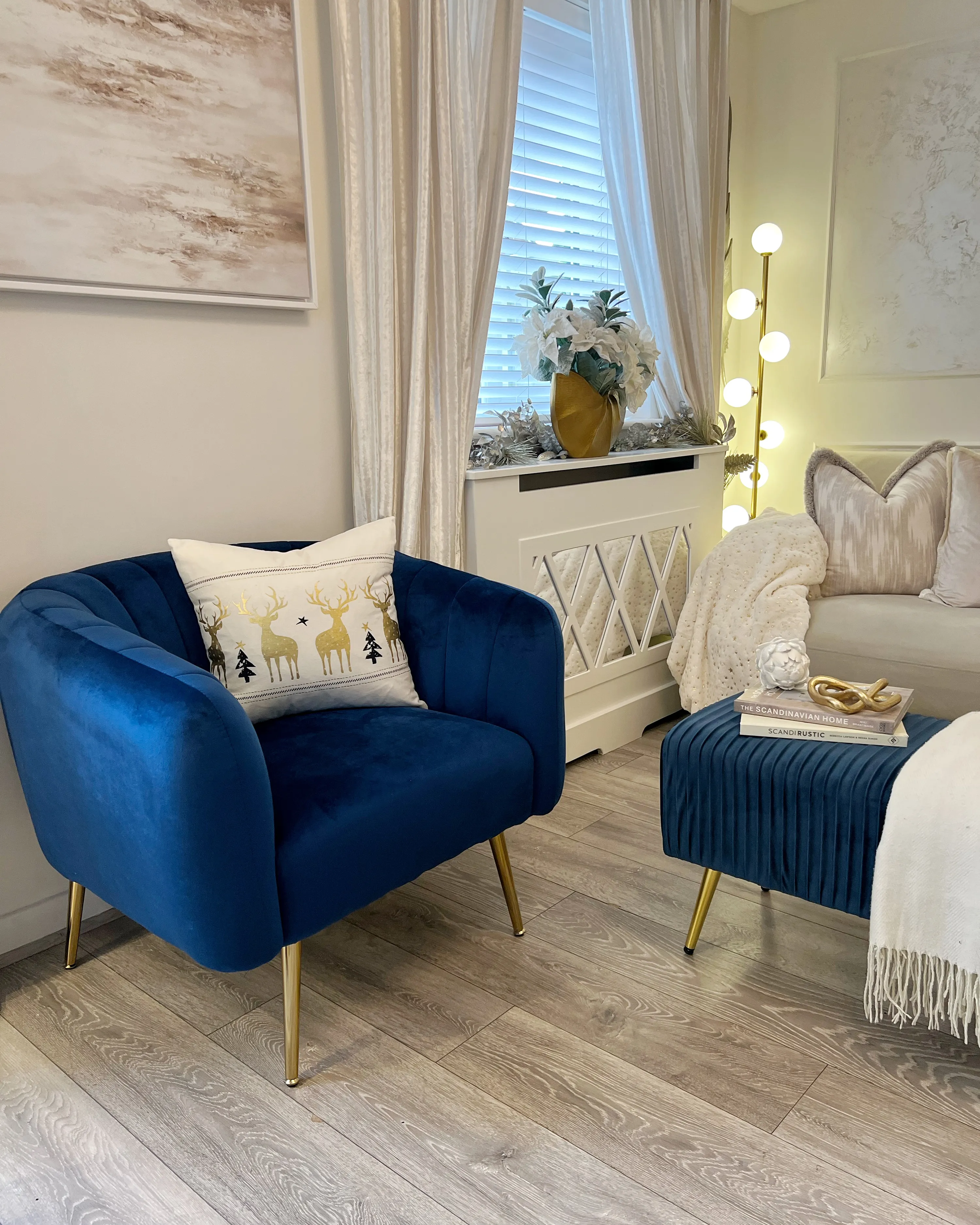 Fauteuil LACONIA Fluweel Donkerblauw