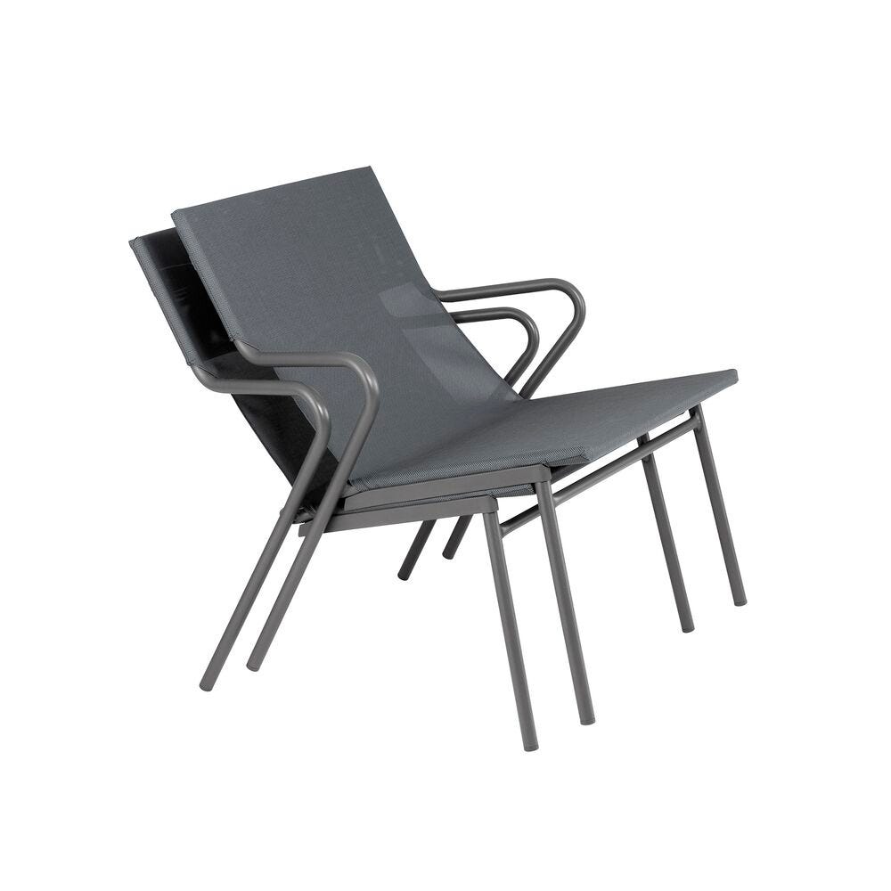 Niedriger Lounge - Sessel mit Großem Sitzkomfort Horizon Low 1P Batyline® Duo Grau Storm Grey