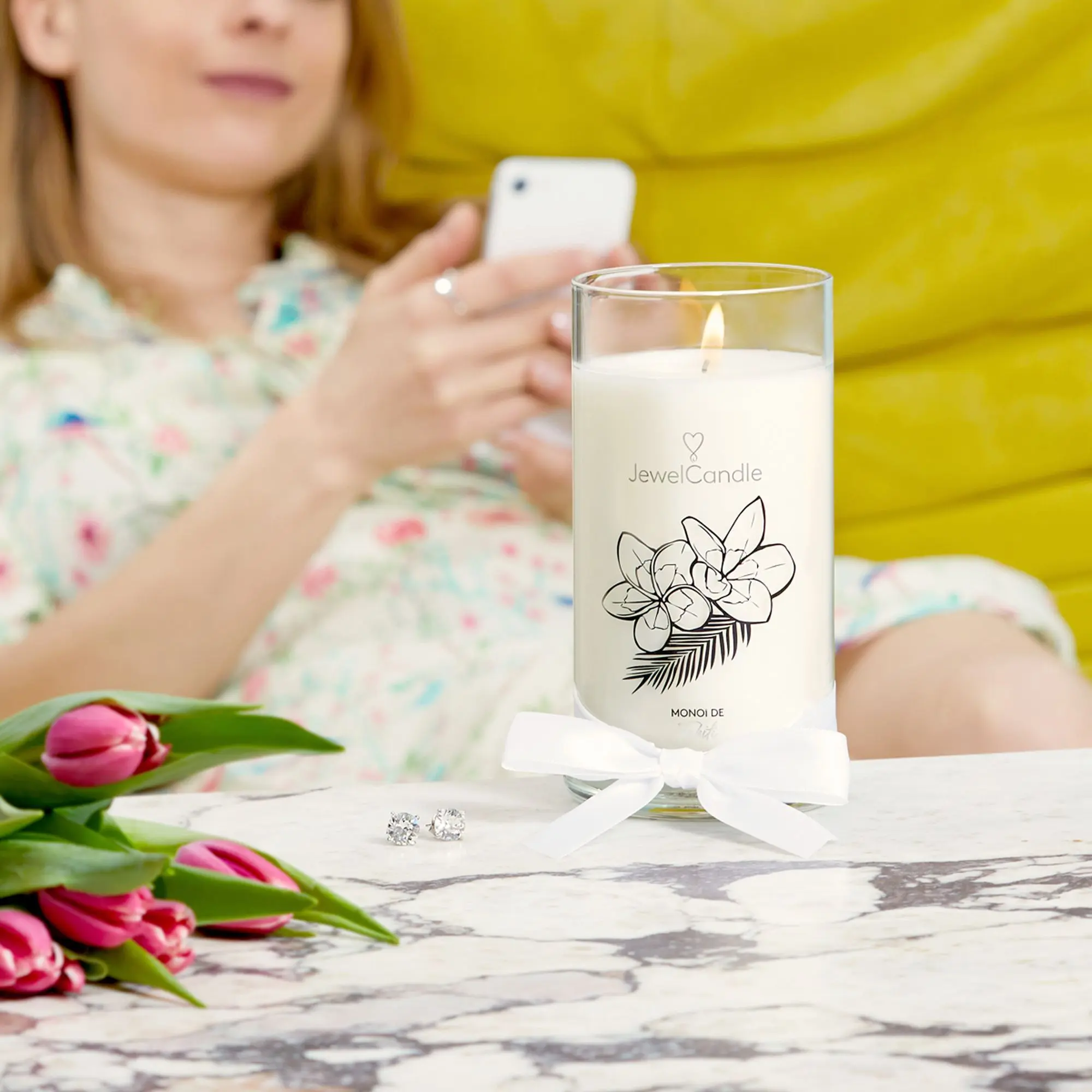 Jewel Candle - MONOÏ DE TAHITI Bougie Parfumée avec Bijou en argent massif 925- Bougie