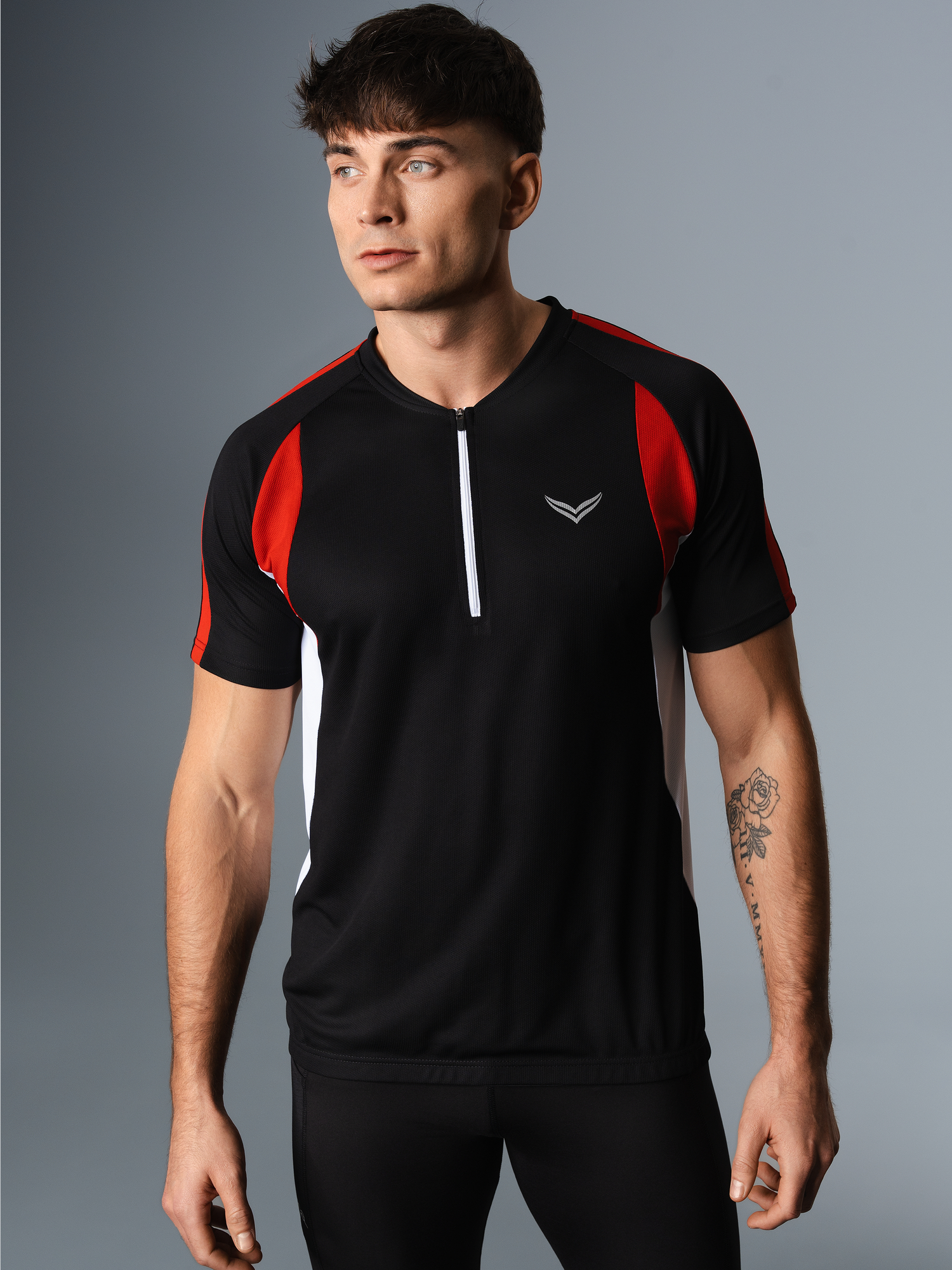 Fahrradtrikot aus atmungsaktivem COOLMAX®-Material Schwarz