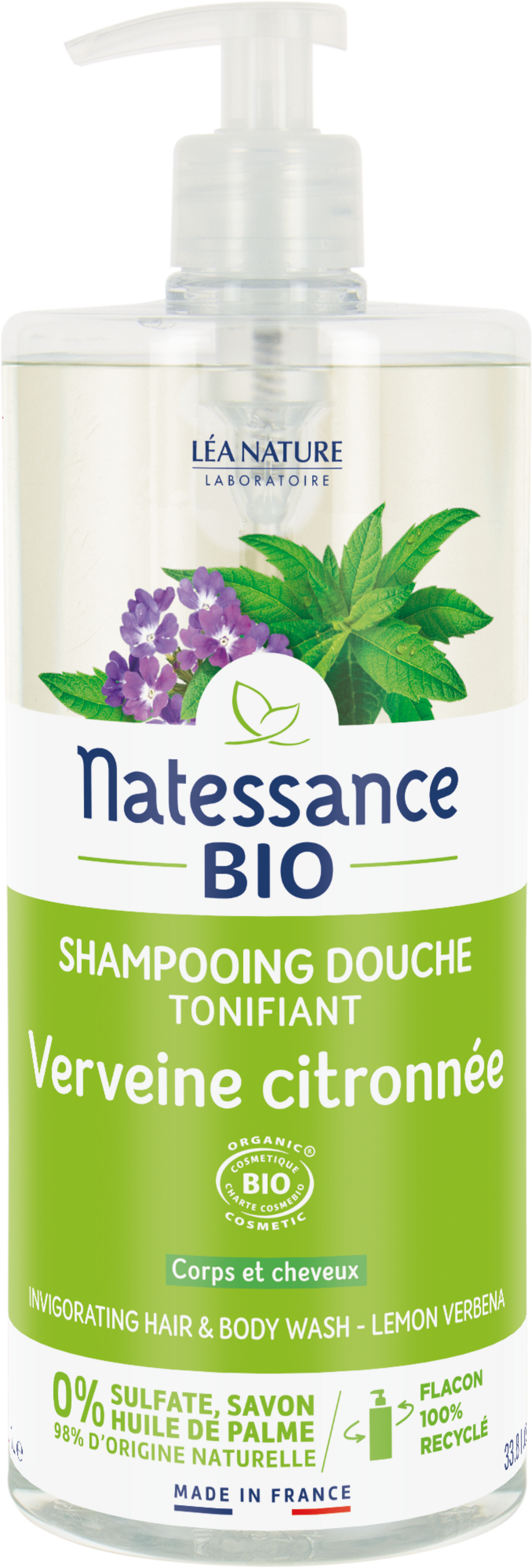 Natessance  2in1 Shampoo & Duschgel Zitronenverbene, 1 l