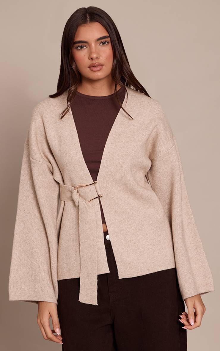 Avoine Cardigan Cache-cœur Avec Détails De Finition Contrastés