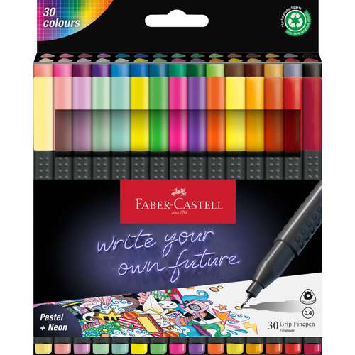 FABER-CASTELL Grip Fineliner, 0.4, 30er-Set